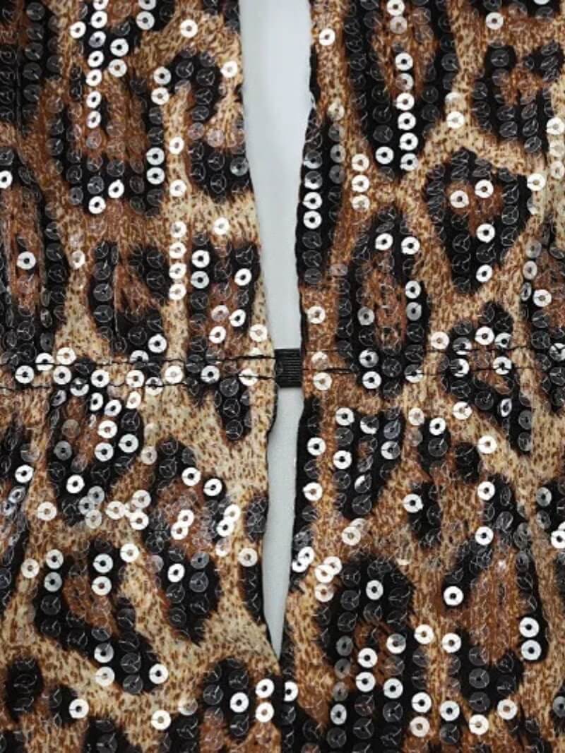 Y2K Leopard Sequin Halter Top with lace trim, Y2K halter top styled with low rise bottoms