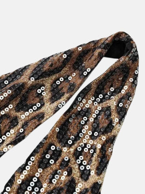 Y2K Leopard Sequin Halter Top with lace trim, Y2K halter top styled with low rise bottoms
