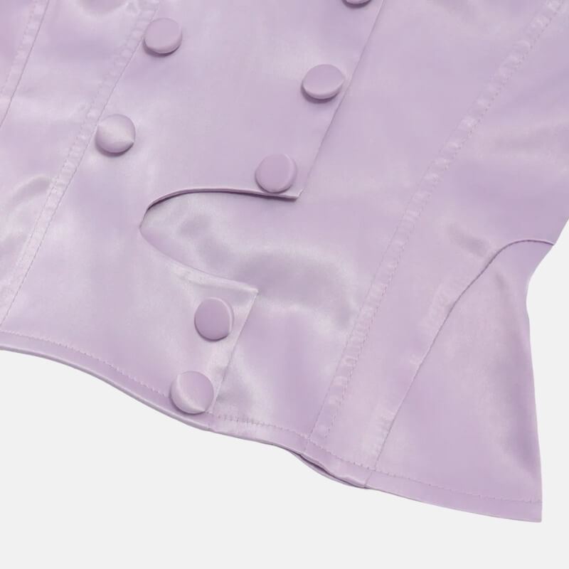 Y2K Lilac Corset Top with lace trim, Y2K corset styled with low rise bottoms
