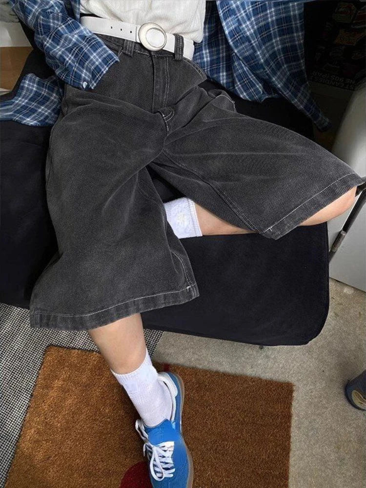 Y2K Long Baggy Denim Jorts – MAUVSTUDIO®