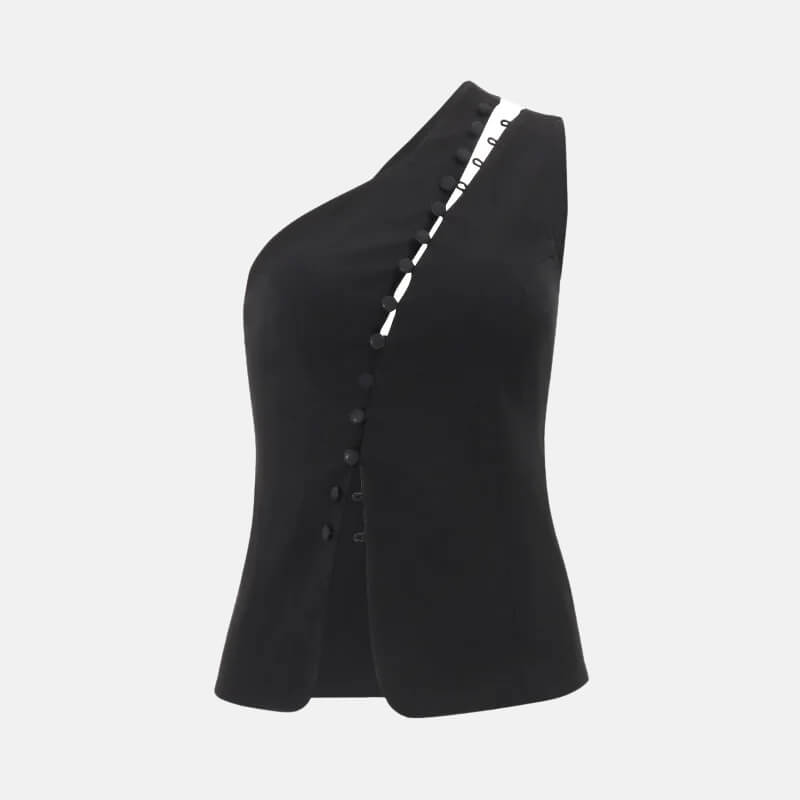 Y2K Loop Button Top with button front, Y2K tube top styled with low rise bottoms