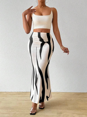, Y2K skirt styled with a crop top
