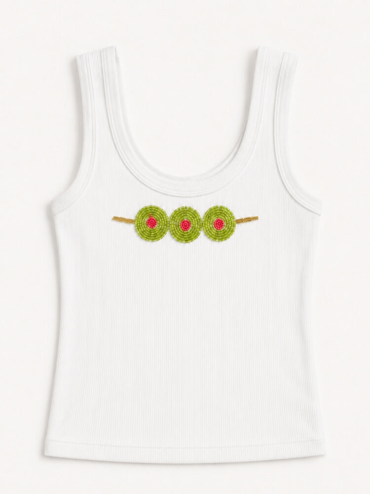 Y2K Martini Tank Top with ribbed knit, Y2K tube top styled with low rise bottoms