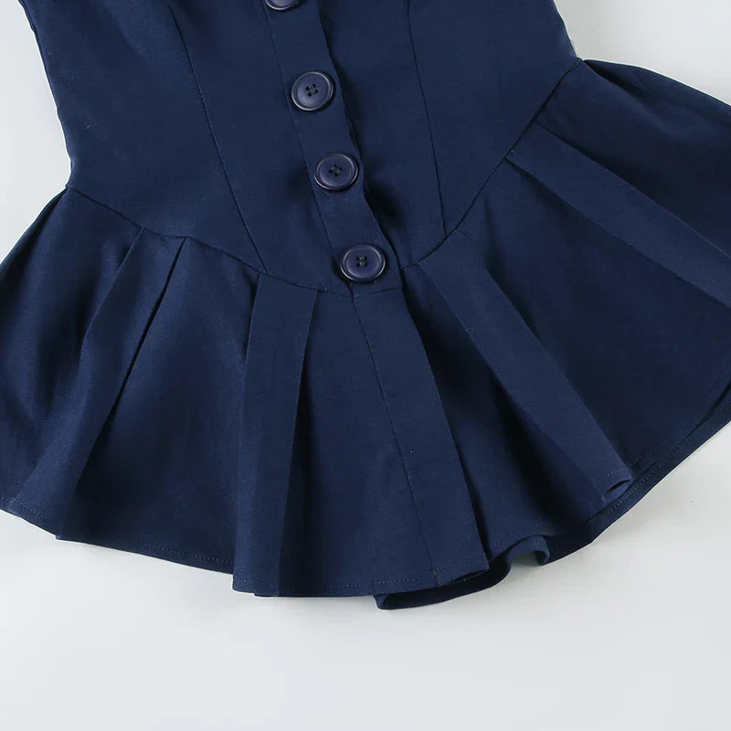 Y2K Nautical Button Mini Dress view 6 | MAUVSTUDIO®