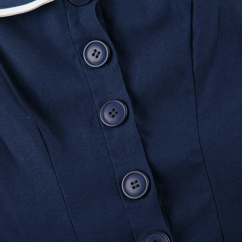 Y2K Nautical Button Mini Dress view 7 | MAUVSTUDIO®