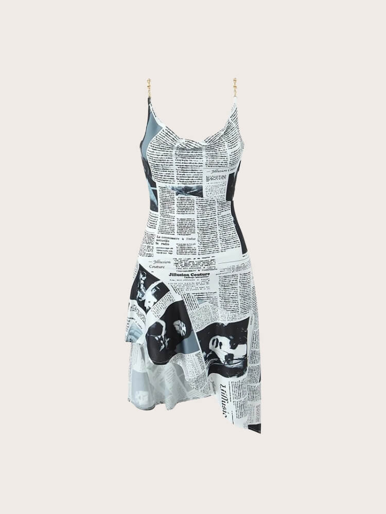 Y2K Newspaper Midi Dress view 4 | MAUVSTUDIO®
