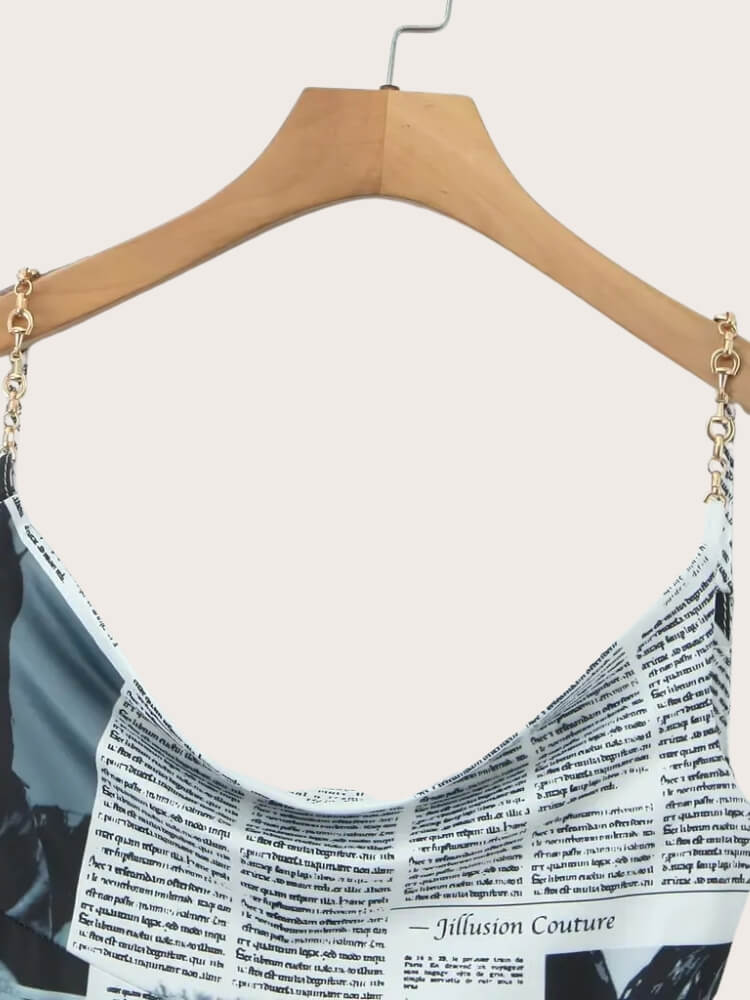 Y2K Newspaper Midi Dress view 5 | MAUVSTUDIO®