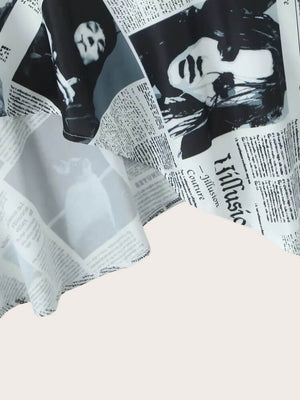 Y2K Newspaper Midi Dress view 6 | MAUVSTUDIO®
