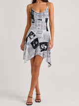 Y2K Newspaper Midi Dress view 8 | MAUVSTUDIO®