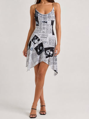 Y2K Newspaper Midi Dress view 8 | MAUVSTUDIO®
