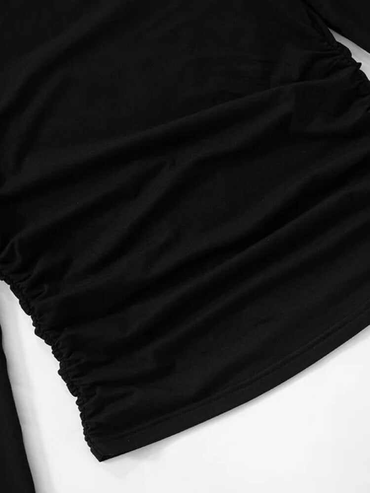 Y2K One Shoulder Top with tie detail, Y2K long sleeve top styled with low rise bottoms