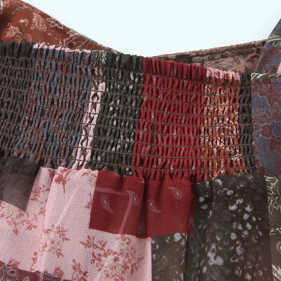 Y2K Paisley Mesh Top with sheer mesh, Y2K tube top styled with low rise bottoms