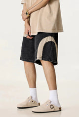 Y2K Patchwork Washed Cotton Shorts