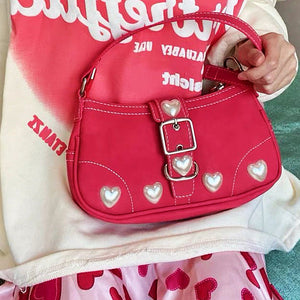 Y2K Pearl Heart Bag-Handbags-MAUV STUDIO-STREETWEAR-Y2K-CLOTHING