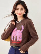 Y2K Pink Cat Sweater