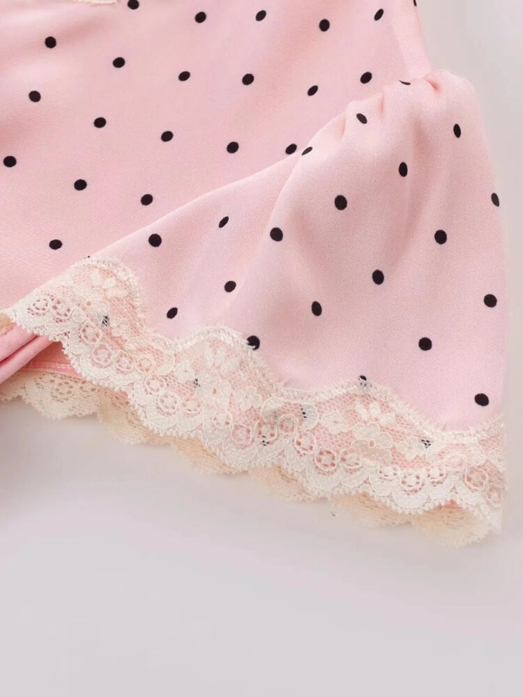 Y2K Pink Polka Dot Maxi Dress view 5 | MAUVSTUDIO®