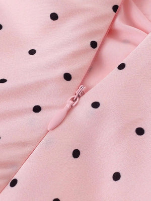 Y2K Pink Polka Dot Maxi Dress view 6 | MAUVSTUDIO®