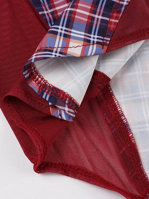 Y2K Plaid Crop Top with sheer mesh, Y2K crop top styled with low rise bottoms
