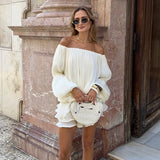 Y2K Pleated Off Shoulder Mini Dress view 12 | MAUVSTUDIO®