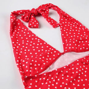 Y2K Plunge Neck Halter Top with tie detail, Y2K halter top styled with low rise bottoms
