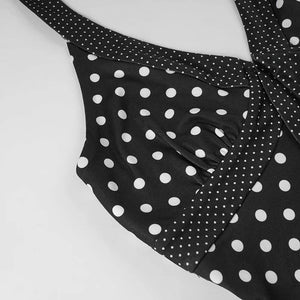 Y2K Polka Dot Halter Top with tie detail, Y2K halter top styled with low rise bottoms