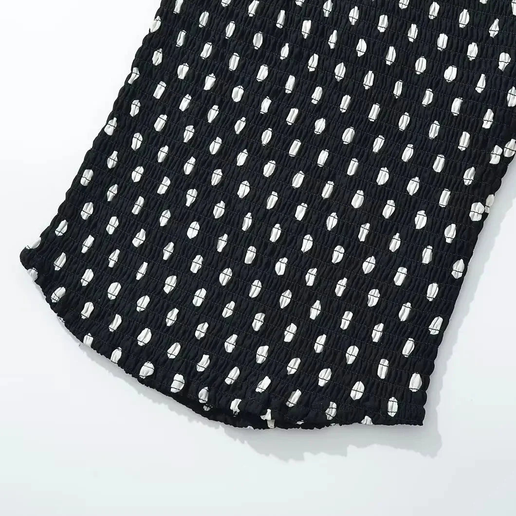 Y2K Polka Dot Scarf Halter Top with open back, Y2K halter top styled with low rise bottoms