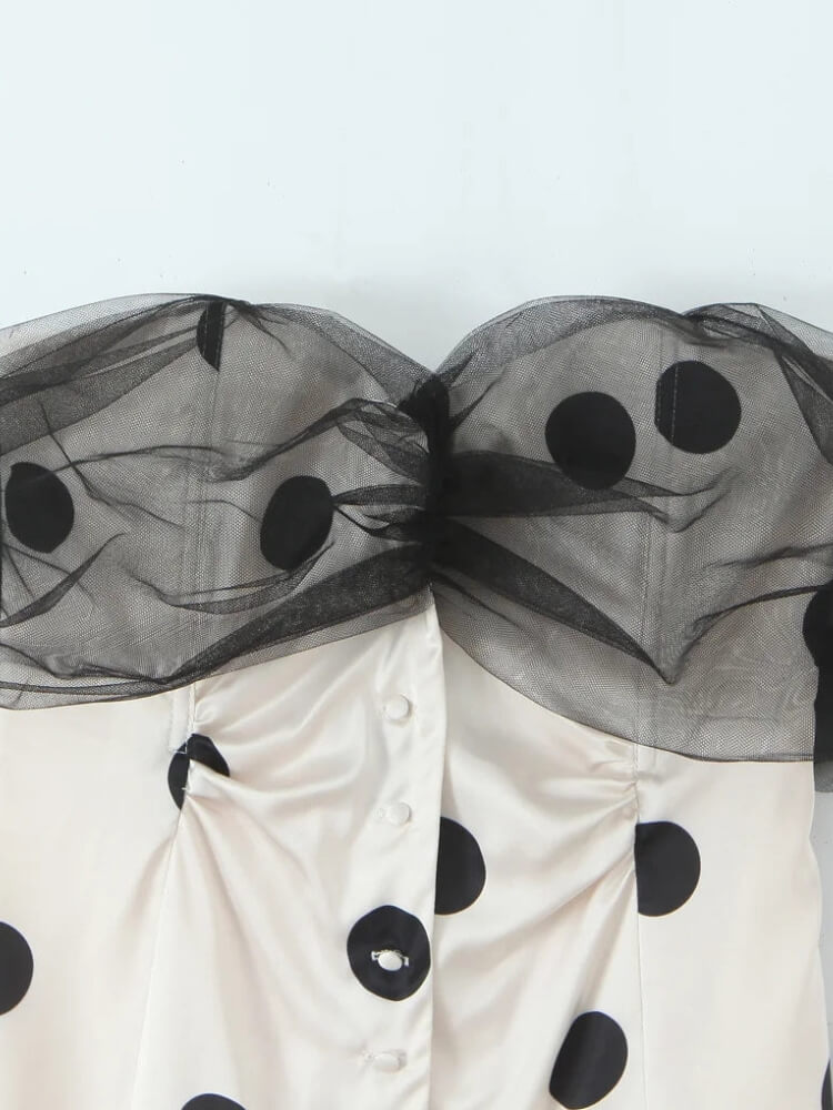 Y2K Polka Dot Sheer Mini Dress view 3 | MAUVSTUDIO®