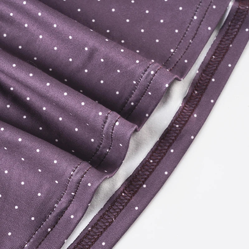 Y2K Purple Polka Dot Top with lace trim, Y2K tube top styled with low rise bottoms