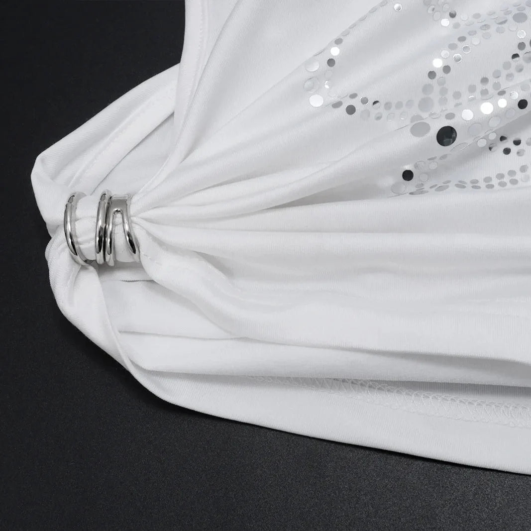 Y2K Rhinestone Tie-Up Crop Top with tie detail, Y2K tube top styled with low rise bottoms