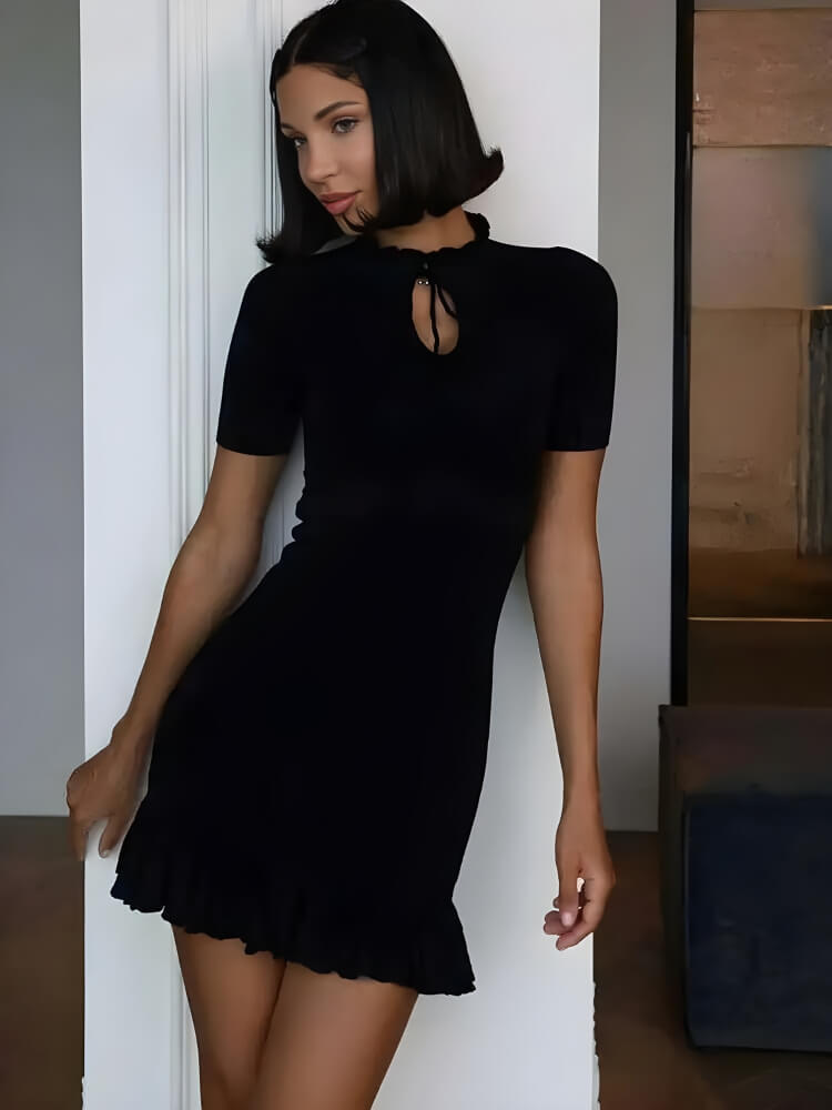 Y2K Ribbed Mini Dress view 16 | MAUVSTUDIO®