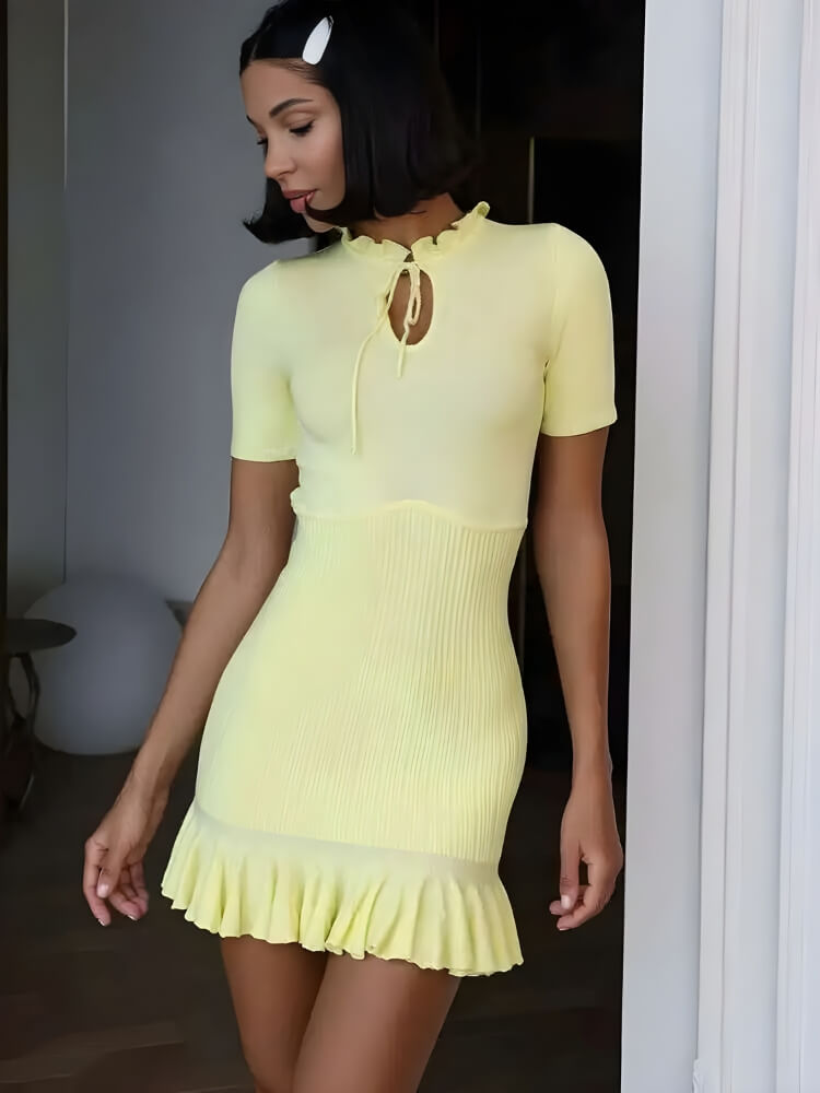 Y2K Ribbed Mini Dress view 7 | MAUVSTUDIO®