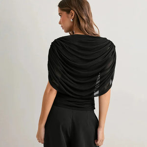 Y2K Ruched Drape Top with gathered bust, Y2K top styled with low rise bottoms