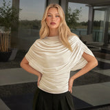 Y2K Ruched Drape Top with gathered bust, Y2K top styled with low rise bottoms