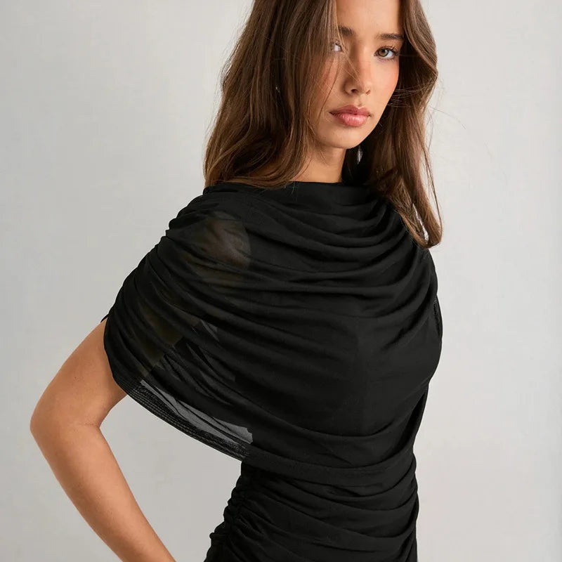 Y2K Ruched Drape Top with gathered bust, Y2K top styled with low rise bottoms