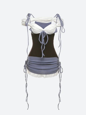 Y2K Ruched Knitted Mini Dress view 3 | MAUVSTUDIO®