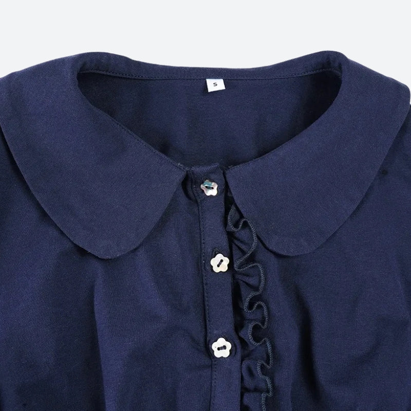 Y2K Ruffled Polo Mini Dress view 3 | MAUVSTUDIO®