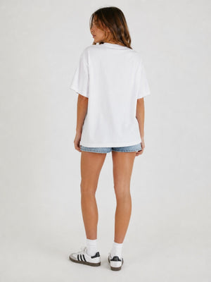 Y2K Self Care Tee with printed graphic, Y2K graphic tee styled with low rise bottoms