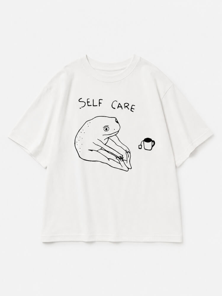 Y2K Self Care Tee with printed graphic, Y2K graphic tee styled with low rise bottoms