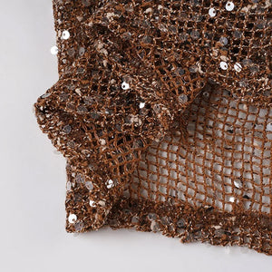 Y2K Sequin Halter Top with sheer mesh, Y2K halter top styled with low rise bottoms
