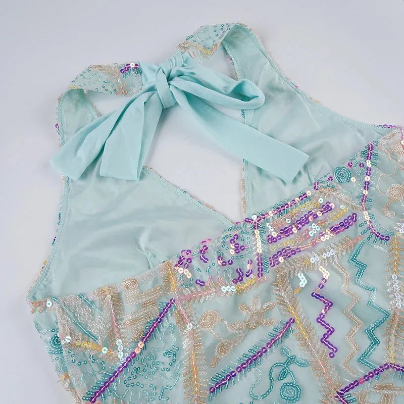 Y2K Sequined Halter Top – MAUVSTUDIO®
