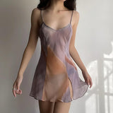 Y2K Sheer Mesh Slit Mini Dress view 6 | MAUVSTUDIO®
