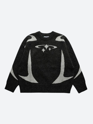 Y2K Star Futuristic Knitted Sweater-Black-XS-Mauv Studio