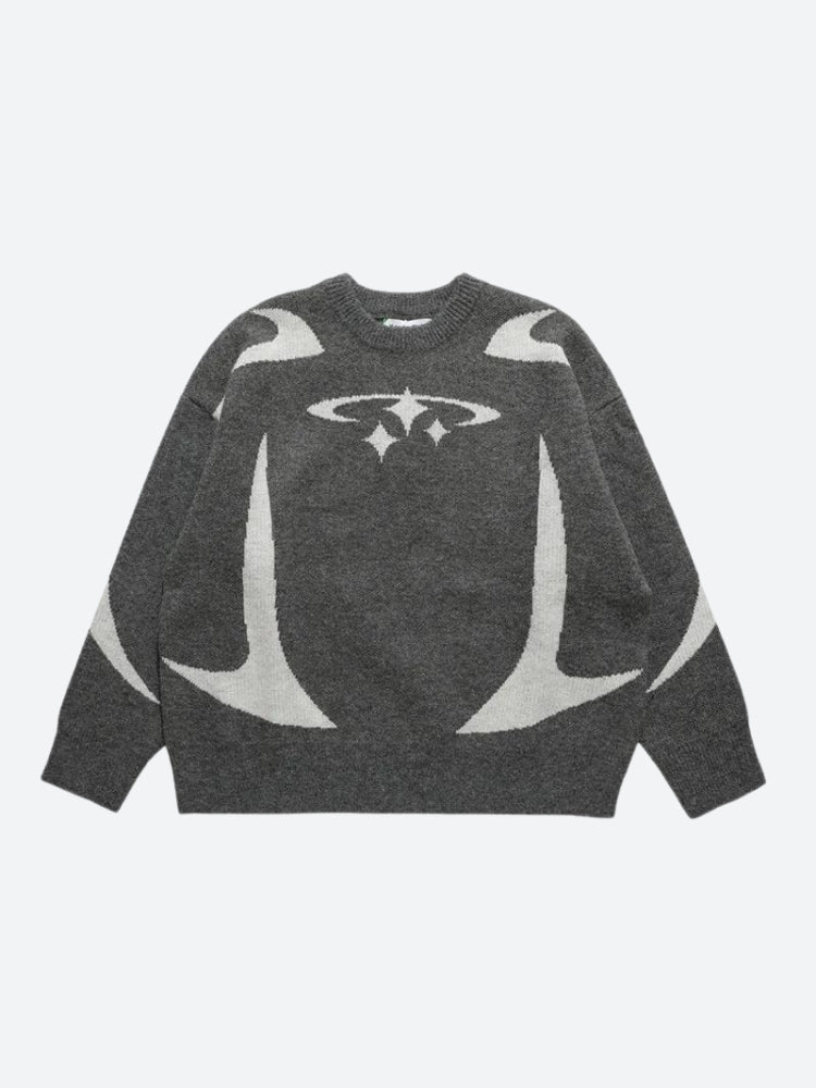 Y2K Star Futuristic Knitted Sweater-Gray-XS-Mauv Studio