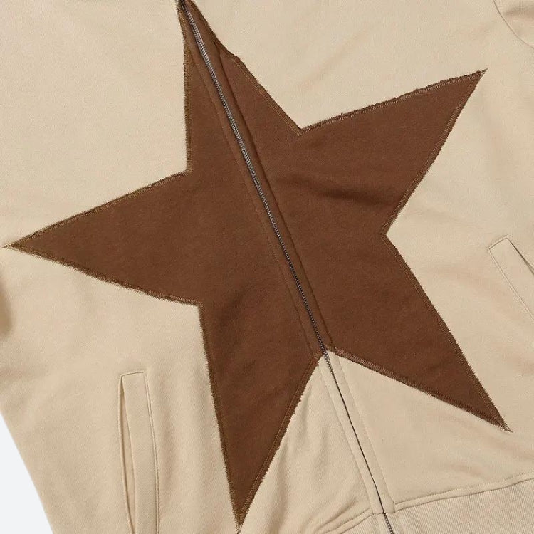 Y2K Star Patch Zip-Up Hoodie – MAUVSTUDIO®