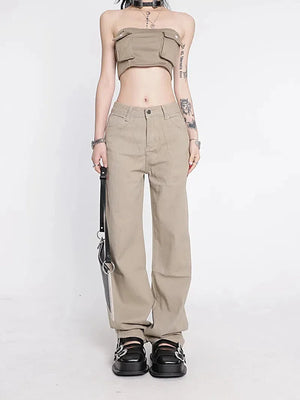 Y2K Star Pockets High Waist Jeans-MAUV STUDIO