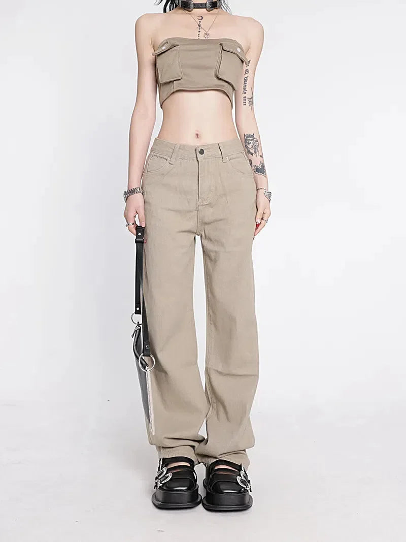 Y2K Star Pockets High Waist Jeans-MAUV STUDIO