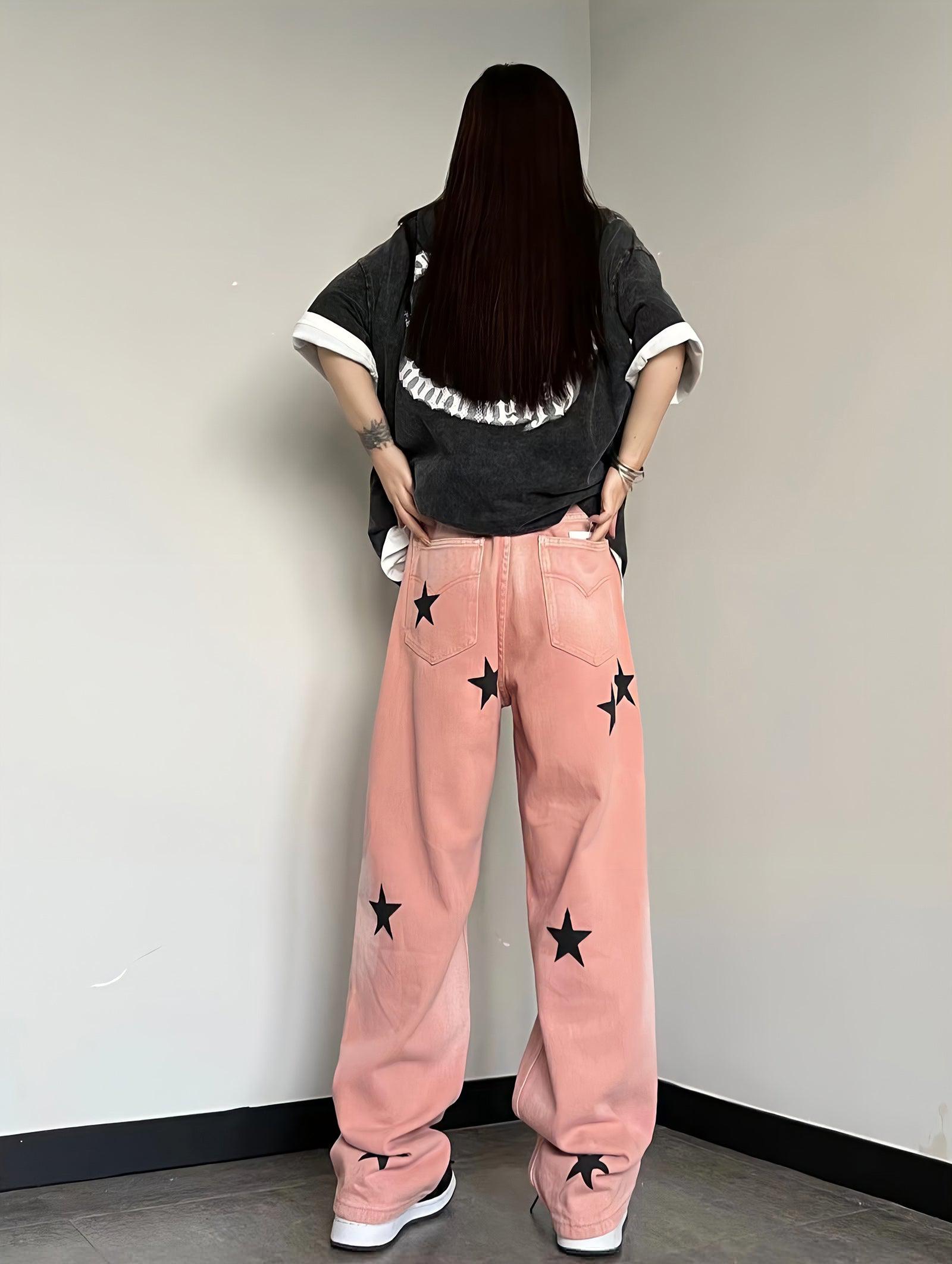 Y2K Star Printed Jeans-MAUV STUDIO