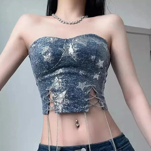 Y2K Star Sequined Crop Top – MAUVSTUDIO®