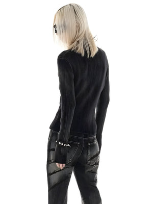 Y2K Star Tall Long Sleeve Corduroy Sweater-Mauv Studio