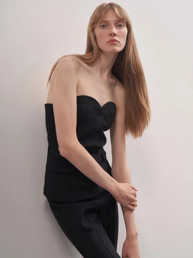 Y2K Strapless Button Up Top
